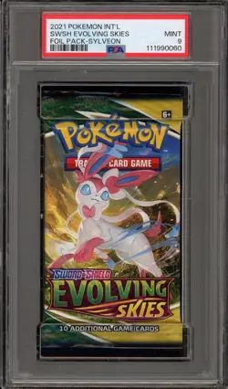 Pokemon Evolving Skies Sylveon Art Authentic Sealed Booster Pack PSA 9 Mint - Image 1