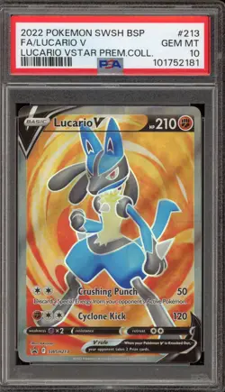 Pokemon Lucario V VSTAR Premium Coll. Full Art Promo SWSH123 PSA 10 Gem Mint - Image 1