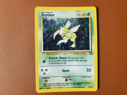 Scyther 10/64, Holo Rare Jungle Unlimited, 1999 Vintage Pokemon TCG, LP - Image 1