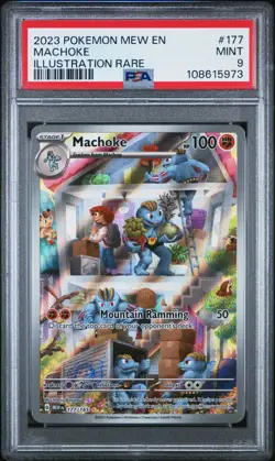 PSA 9 MINT 2023 POKEMON MEW EN-151 MACHOKE #177 ILLUSTRATION RARE ENGLISH - Image 1
