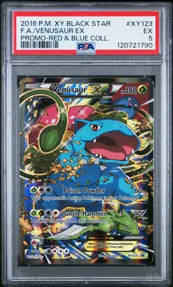 2016 POKEMON XY BLACK STAR PROMO RED & BLUE COLL FULL ART/VENUSAUR EX PSA 5 - Image 1