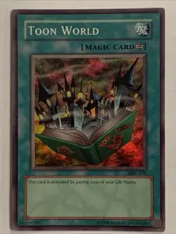Yu-Gi-Oh TCG Toon World MRL-076 Unlimited Super Rare Card Played MP-LP HOLO - Image 2