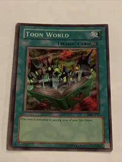 Yu-Gi-Oh TCG Toon World MRL-076 Unlimited Super Rare Card Played MP-LP HOLO - Image 4