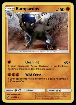 Rampardos 65/156 Holo Rare S&M Ultra Prism Pokemon Card - Image 1