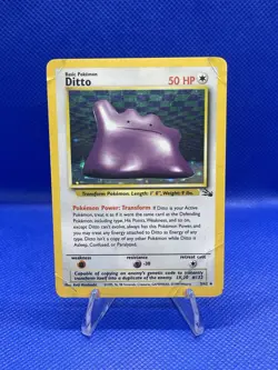 Pokemon TCG Ditto Fossil 3/62 Holo Unlimited Rare Card Damaged - Image 1