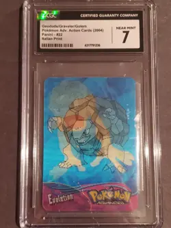 Geodude/Graveler/Golem Panini Advanced Action Pokemon Card #22 CGC 7 -Lenticular - Image 1