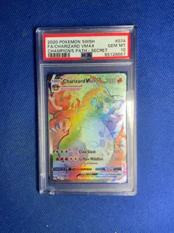 2020 Pokemon SWSH Champion's Path Secret #074 Charizard Vmax FA PSA 10 GEM MINT - Image 1