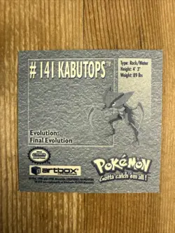 1999 Artbox Pokemon Series 1 Stickers Kabutops 141 card - Image 2