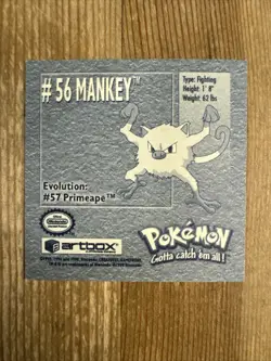 Mankey 56 Artbox Stickers Series 1 Pokemon Card Sticker TCG - Image 2