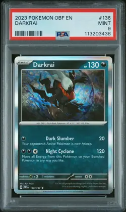 2023 POKEMON OBF EN-OBSIDIAN FLAMES #136 DARKRAI PSA 9 - Image 1