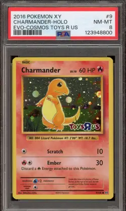 Pokemon Charmander XY Evolutions Toys R Us Cosmos Holo #9 PSA 8 - Image 1
