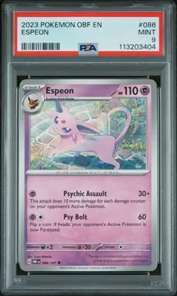 2023 POKEMON OBF EN-OBSIDIAN FLAMES #086 ESPEON PSA 9 - Image 1