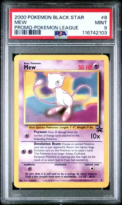 2000 POKEMON PROMO BLACK STAR POKEMON LEAGUE #8 MEW PSA 9 - Image 1