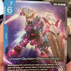 Unicorn Gundam (Destroy Mode) LR GD01-002 Gundam Card Game - Image 1