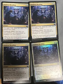 FAITHFUL MENDING X4 Innistrad: Midnight Hunt MID Magic MTG MINT CARD One Is Holo - Image 1