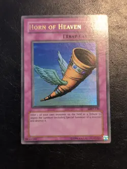 Yu-Gi-Oh! ULTRA RARE HOLO CARD HORN OF HEAVEN MRD-130 VINTAGE PRINT LP - Image 1