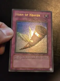 Yu-Gi-Oh! ULTRA RARE HOLO CARD HORN OF HEAVEN MRD-130 VINTAGE PRINT LP - Image 2