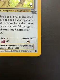 Meowth 10 Holo Black Star Gameboy GB Promo Pokemon Card DMG - Image 4