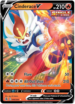 CINDERACE V 044/264 FUSION STRIKE POKEMON (ULTRA RARE, NM) - Image 1