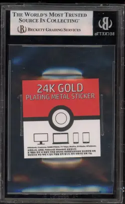 Pokemon Mewtwo Popping Sticker Striking Gold Plated Scuffed Case BGS 9 Mint - Image 2