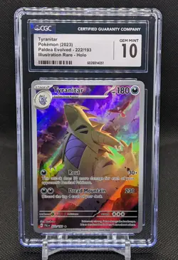 Tyranitar 222/193 CGC 10 GEM MINT Illustration Rare 2023 Paldea Evolved Pokemon - Image 1