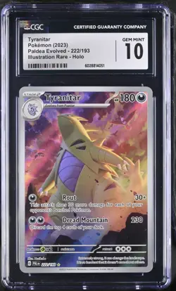 Tyranitar 222/193 CGC 10 GEM MINT Illustration Rare 2023 Paldea Evolved Pokemon - Image 3