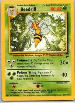 Pokemon TCG Beedrill 21/130 Base Set 2 MP - Image 1