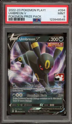 Pokemon Umbreon V P.M. Prize Pk. PLAY! Holo Ultra Rare Promo #094 PSA 9 - Image 1