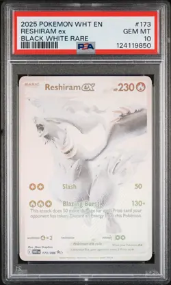 Pokemon 2025 Reshiram ex 173/086 Black White Rare White Flare GEM MINT PSA 10 - Image 1