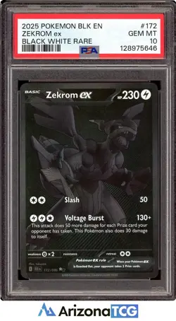 Pokemon 2025 Zekrom ex 172/086 Black White Rare Black Bolt GEM MINT PSA 10 - Image 1