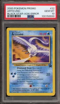 Pokemon Articuno Movie 2000 Black Star Promo #22 AOKI ERROR PSA 10 Gem Mint - Image 1
