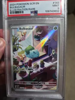2024 Pokemon SCR EN Bulbasaur Illustration Rare #143 PSA Mint 9 🔥 - Image 1