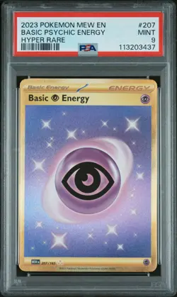 2023 POKEMON MEW EN-151 HYPER RARE #207 BASIC PSYCHIC ENERGY PSA 9 - Image 1