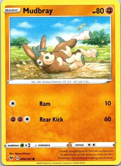 Mudbray 096/185 Regular Vivid Voltage Pokemon Card TCG CCG Nintendo Common - Image 1
