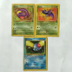 Vintage Pokemon Card Lot Of 3 Fossil Set 90s Kagemaru Himeno Art 1999 HP - Image 1