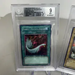 4 Graded YuGiOh Cards Harpie's Feather Duster Alpha Beta Gamma Magnet Warrior - Image 2