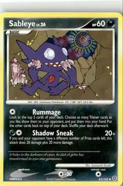 2007 DIAMOND & PEARL SECRET WONDER SABLEYE 63/132 - Image 1