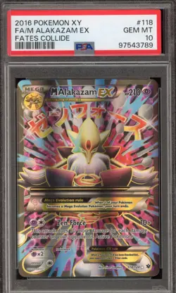 Pokemon M Alakazam EX XY Fates Collide Full Art #118 PSA 10 Gem Mint - Image 1