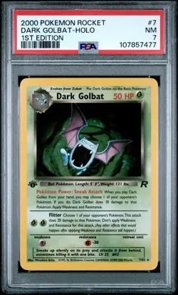 2000 POKEMON ROCKET 1ST ED #7 DARK GOLBAT-HOLO PSA 7 - Image 1