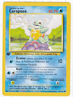 Pokemon 1st Edition Base French Carapuce (Squirtle) French 63/102 MINT Wizards - Image 1