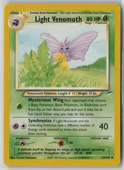 Light Venomoth 53/105 Pokemon TCG Neo Destiny Regular Card (Light Play) LP 1 - Image 1