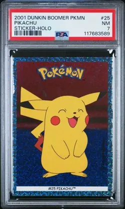 NM CARD 2001 DUNKIN BOOMER POKEMON STICKERS 25 PIKACHU STICKER PRISM HOLO & NON - Image 2
