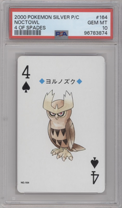 Pokemon 2000 Silver Playing Cards 4 of Spades #164 Noctowl PSA 10 Gem Mint - Image 1