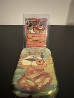 Pokemon Prismatic Evolutions Flareon TCG Mini Tin Sealed + Flareon Foil Card - Image 1
