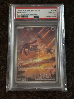 Pokemon 2024 Surging Sparks Mesprit Illustration Rare Holo Card 204/191 PSA 10 - Image 1