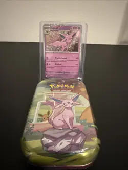 Pokemon Costco Prismatic Evolutions TCG Mini Tin Sealed + Espeon Foil Card - Image 1