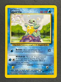 Squirtle 63/102 Base Set Series Base Set COMMON 1999 Pokemon Card WOTC NM - Image 1