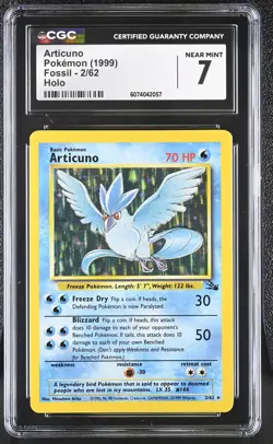 CGC 7 Articuno 1999 Fossil 2/62 Holo Pokemon Card - Image 1