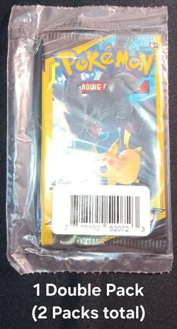 1 Double Pack Pokemon SM Team Up 3-card 2 Mini Booster Packs New Pikachu Zekrom - Image 1