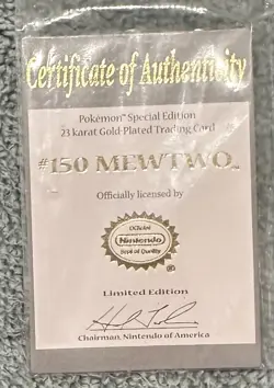 Genetic Pokemon Evolution Mewtwo 23K Gold Card in case "1999" - COA - Image 3